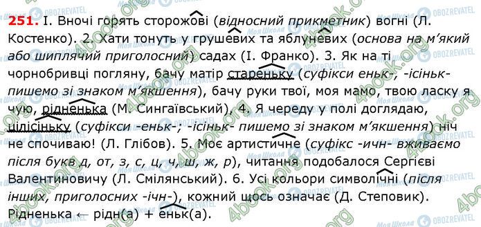 ГДЗ Українська мова 6 клас сторінка 251